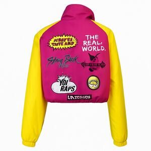Vintage 80s MTV Retro Colorblock Windbreaker Jacket – XL – Pink Yellow